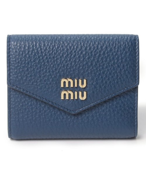 MIUMIU(ミュウミュウ)/【MIUMIU】ミュウミュウ コンパクト財布 三つ折り MIUMIU 5MH0402DT7/ブルー