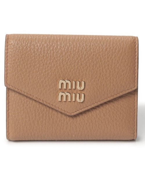 MIUMIU(ミュウミュウ)/【MIUMIU】ミュウミュウ コンパクト財布 三つ折り MIUMIU 5MH0402DT7/キャメル