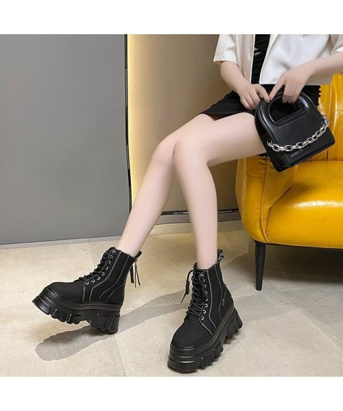 セール 厚底ブーツ 黒 レースアップブーツ Bszb002 1 シュベック Svec Magaseek