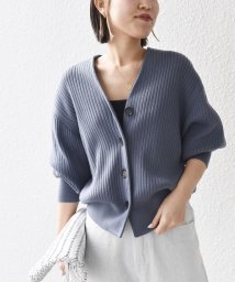 SHIPS WOMEN(シップス　ウィメン)/*〈手洗い可能〉コクーンリブＶネックカーディガン◇/ブルーグレー