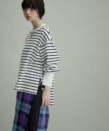 ADAM ET ROPE'(アダム　エ　ロペ)/【WEB限定(一部店舗展開あり)】ボーダーカフスロンTEE/ホワイト系（11）