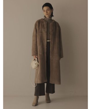 Re:EDIT/[2022A/W COLLECTION][低身長サイズ有]フェイクファーデザイン切り替えロングコート/504868060