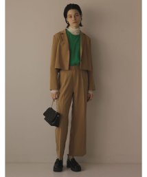 Re:EDIT(リエディ)/[2022A/W COLLECTION][低身長サイズ有][2点セット]ショートテーラードジャケット×パンツセットアップ/ベージュ