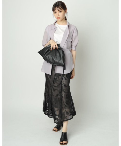 Rirandture(リランドチュール)/メッシュ刺繍スカート/ブラック