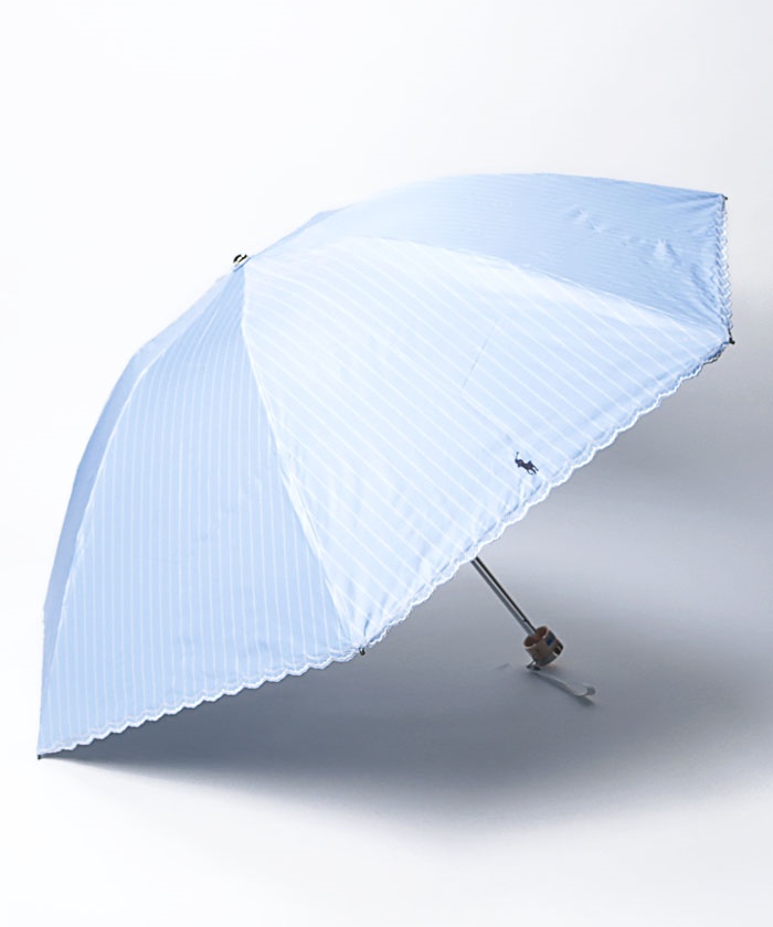 セール】晴雨兼用折りたたみ日傘 ”ストライプ スカラ刺繍”(504563831