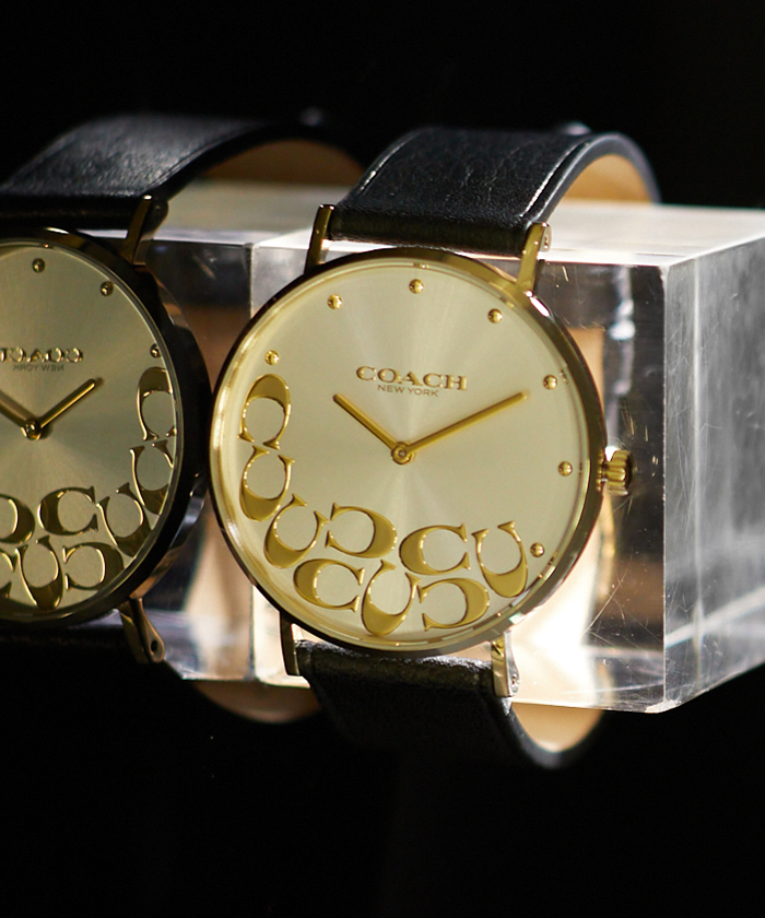 【COACH】 【COACH】コーチ 時計 14503801 レディース ペリー 36mm クォーツ シルバー ブラック革ベルト レディース Gold / Black フリー インポートセレクション 腕時計 時計