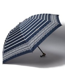 LANVIN en Bleu(umbrella)(ランバンオンブルー（傘）)/折りたたみ傘　サテンボーダー/ネイビーブルー