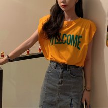 miniministore(ミニミニストア)/フレンチスリーブtシャツ英字ロゴtシャツ/オレンジ