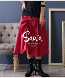 Sawa a la mode(サワアラモード)/シルエット自在シャーリングスカー/ピンク