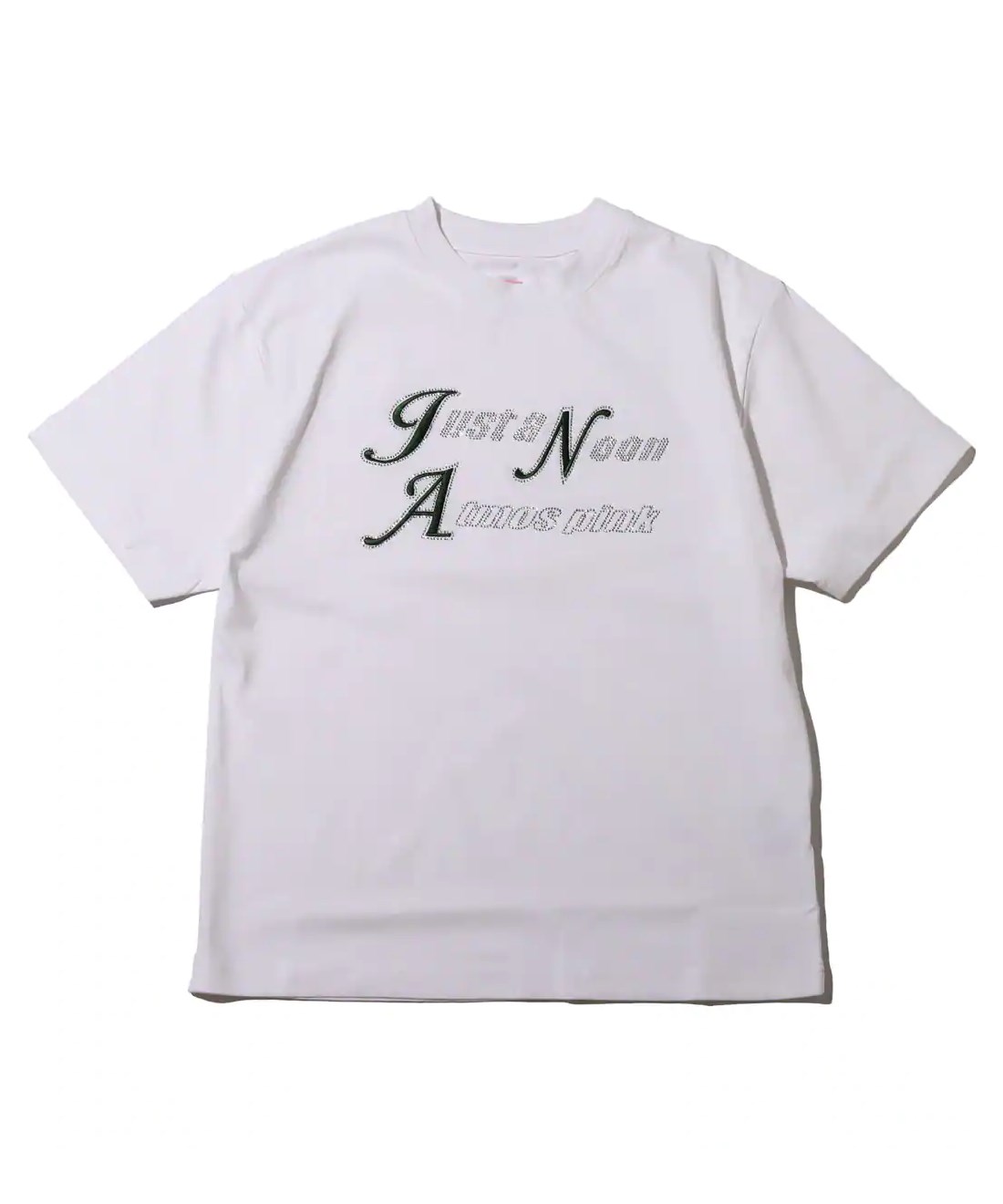ジャストアヌーン × アトモスピンク ラインストーンロゴTシャツ
