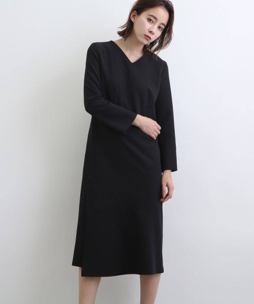 セール 洗える スタイルアップ ラップペプラム風ワンピース インディヴィ Indivi Magaseek