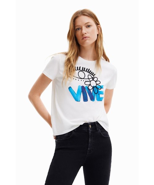 Desigual(デシグアル)/Vive Tシャツ/ホワイト系