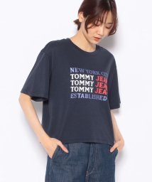 TOMMY HILFIGER(トミーヒルフィガー)/W TJ SUPER CROP FLAG REPEAT TEE/ネイビー 