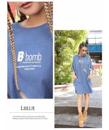 bombshell(ボムシェル)/半袖 プリント 半袖Tシャツ オーバーサイズ Tシャツ/ライトブルー