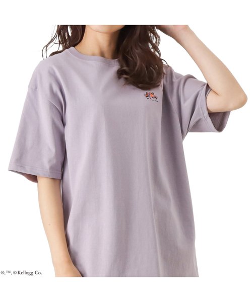 MAC HOUSE(women)(マックハウス（レディース）)/Kellogg’s ケロッグ 半袖Tシャツ ワンポイント刺繍トニー柄 13396305E/パープル
