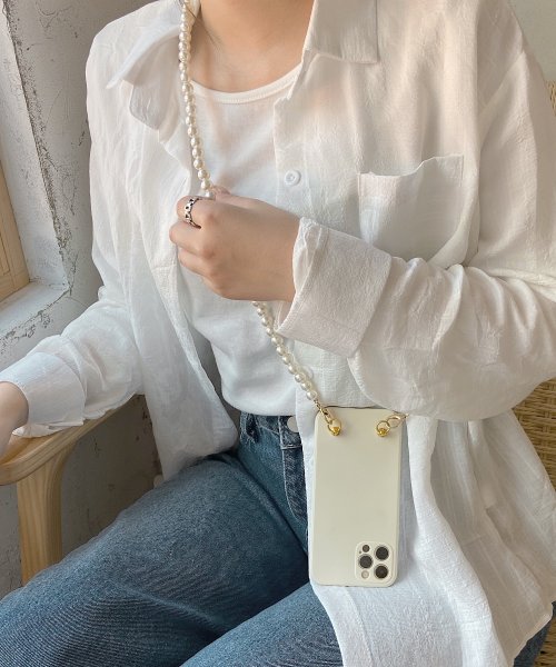 パール ショルダー付き アイフォンケース Ma 即納 スマホケース ショルダー ストラップ付き パールストラップ かわいい おしゃれ トレンド 韓国 レディ ショップにこにこ Shopnikoniko Magaseek