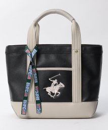 BEVERLY HILLS POLO CLUB(ビバリーヒルズポロクラブ)/【BEVERLY HILLS POLO CLUB】PUトートバッグS/ブラック×グレージュ