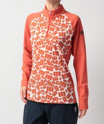 Munsingwear(マンシングウェア)/『ENVOY/エンボイ』厚手メッシュリフレクションmロゴプリントハーフジップシャツ【アウトレット】/オレンジ