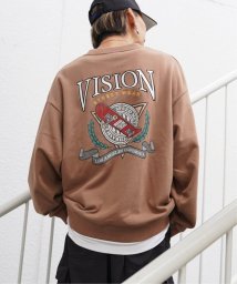 VENCE　EXCHANGE(ヴァンス　エクスチェンジ)/VISION STREET WEAR ビジョンストリートウェア スケボー刺繍トレーナー/ブラウン