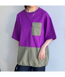 CRB(シーアールビー)/裾ドロスト切替Tシャツ/パープル