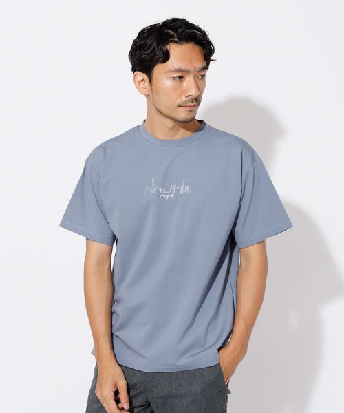 ABAHOUSE(ABAHOUSE)/【CITY】刺繍 ポンチ 半袖 Tシャツ/ブルーグレー