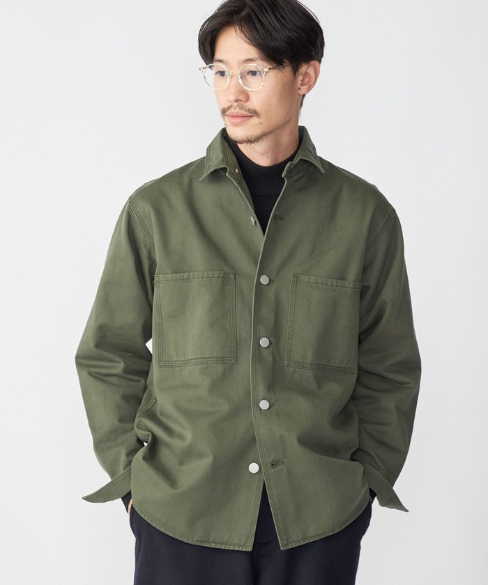 セール】SHIPS: コットン ツイル ミリタリー シャツジャケット 22FW