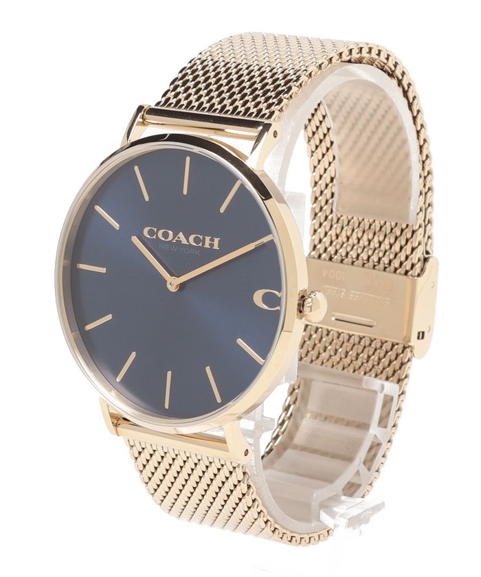 【メンズ】【COACH】コーチ　時計　14602551　メンズ　チャールズ 41ｍｍ クォーツ ネイビー ゴールド　メッシュベルト