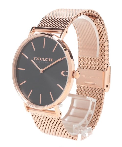 セール メンズ Coach コーチ 時計 メンズ チャールズ 41ｍｍ クォーツ ブラック ローズゴールド メッシュベルト コーチ Coach Magaseek