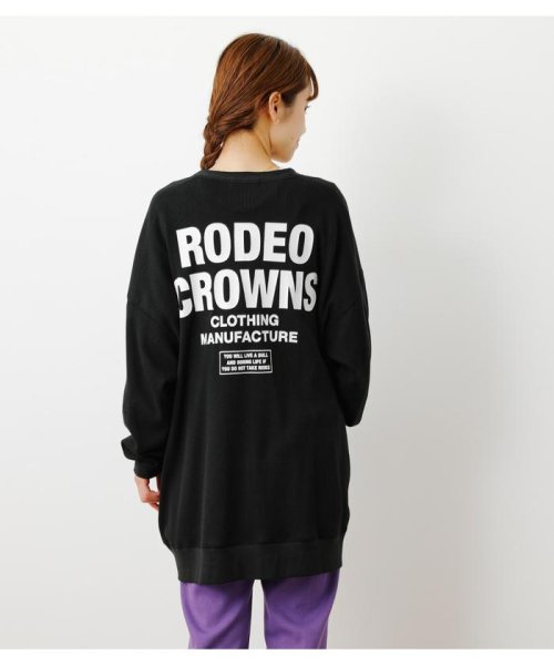 RODEO CROWNS WIDE BOWL(ロデオクラウンズワイドボウル)/バックロゴワッフルトッパーカーディガン/BLK