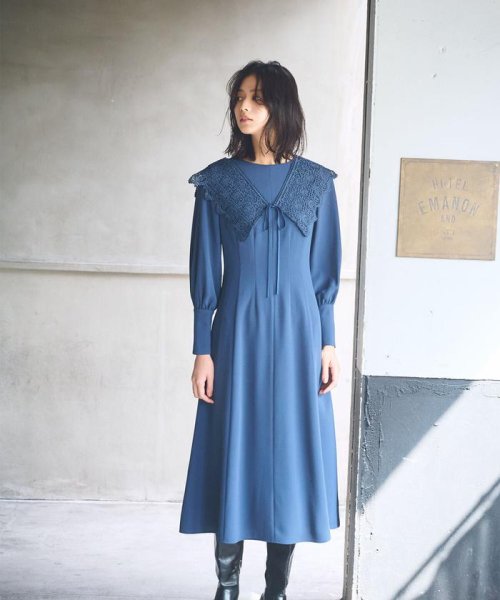 ナチュラルビューティーベーシック Natural Beauty Basic レース襟付きワンピース Magaseek