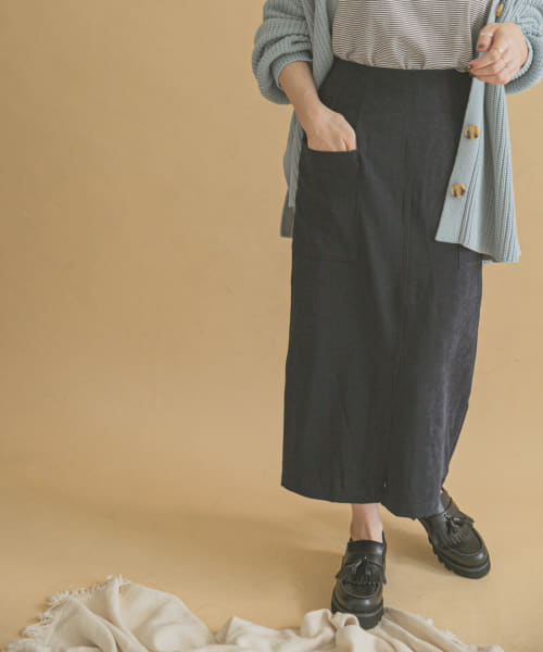 【CHA】パイルポンチポケットタイトスカート