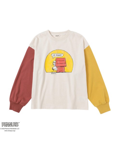 MAC HOUSE(kid's)(マックハウス（キッズ）)/PEANUTS SNOOPY 袖配色ロングスリーブTシャツ 335159201－A/レッド×イエロー