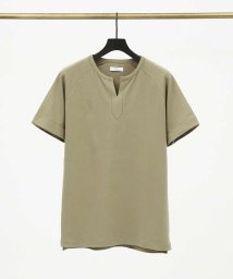 5351POURLESHOMMES(5351POURLESHOMMES)/【BLANC】スラッシュ ラグラン 半袖 Tシャツ/カーキ