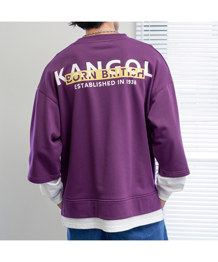 大人気　KANGOL カンゴール　フェイクレイヤード　バックロゴトレーナー