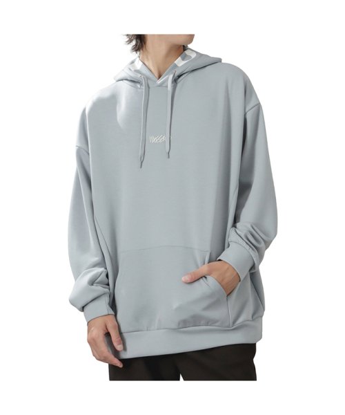 MAC HOUSE(men)(マックハウス（メンズ）)/MOSSIMO モッシモ ポンチ素材 ロゴフードパーカー 2473－3803/サックス