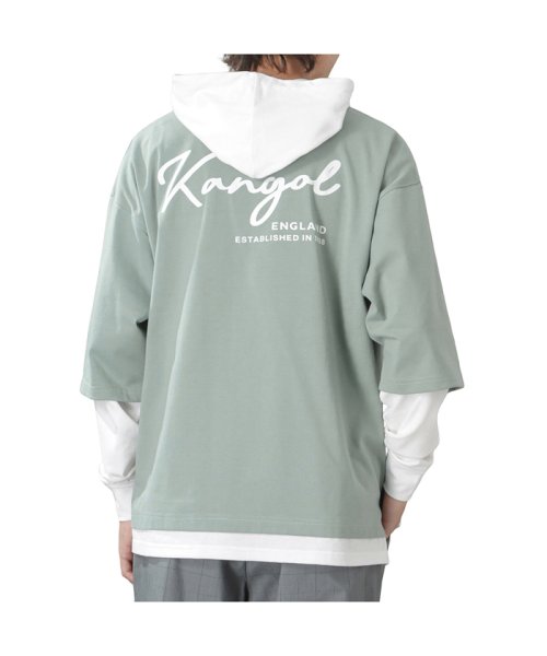MAC HOUSE(men)(マックハウス（メンズ）)/KANGOL カンゴール フェイクレイヤードTシャツパーカー KPMC－10279/グリーン