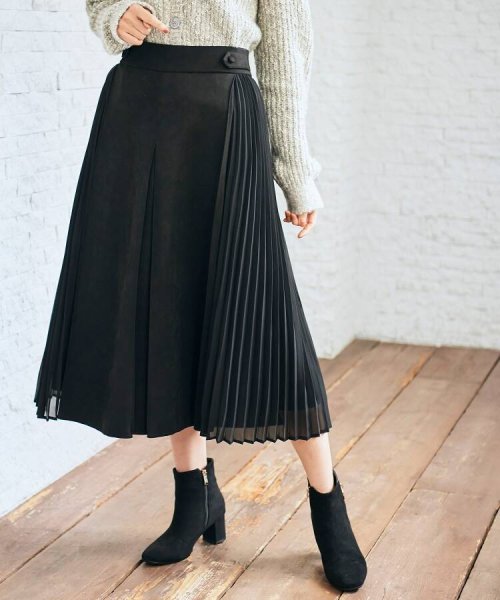 柔らかくもちもち オンシーンにも活躍マシュマロタッチスエードプリーツスカート グローブ Grove Magaseek