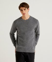 BENETTON (mens)(ベネトン（メンズ）)/ヴァージンウール100％クルーネックニット・セーター/グレー