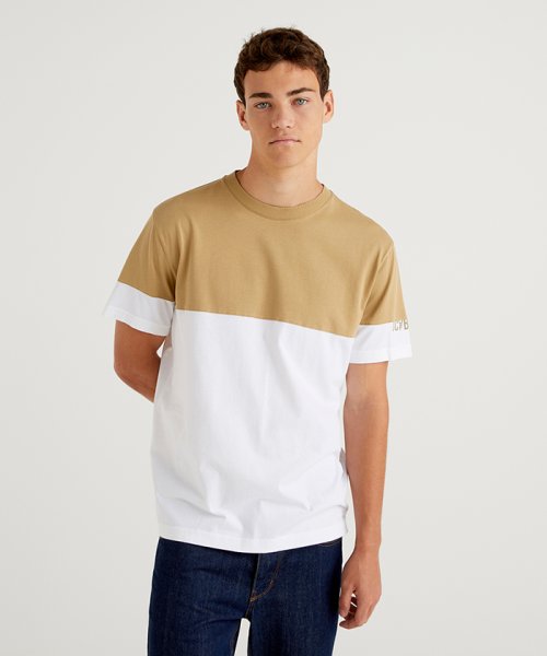 BENETTON (mens)(ベネトン（メンズ）)/カラーブロック半袖Tシャツ・カットソー/ホワイト系その他