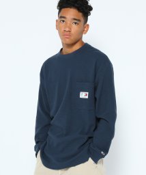 TOMMY JEANS(トミージーンズ)/ワッフルポケットロングスリーブTシャツ/ネイビー 