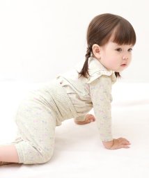 devirock(デビロック)/ベビー ガールズ 長袖パジャマ 子供服 キッズ 女の子 ルームウェア 長袖ルームウェア パジャマ 綿100% 吸汗 腹巻付き/ライトベージュ系1