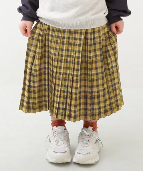 チェック柄 プリーツ ロングスカート 子供服 キッズ 女の子 ボトムス  