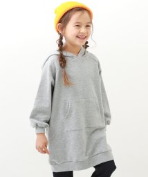 devirock(デビロック)/ガゼットパーカー スウェットワンピース 子供服 キッズ 女の子 長袖ワンピース ワンピース 綿100% 裏毛 吸汗 ボックスシルエット/杢グレー