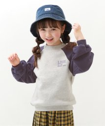 devirock(デビロック)/バックプリント ラグラントレーナー 子供服 キッズ 女の子 トップス パーカー トレーナー 綿100% 裏毛 吸汗 配色 ラグラン/グレー