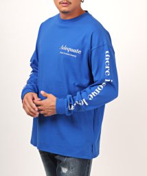 LUXSTYLE(ラグスタイル)/袖ロゴプリントロンT/ロンT メンズ 長袖 ロゴ 刺繍 プリント/ブルー