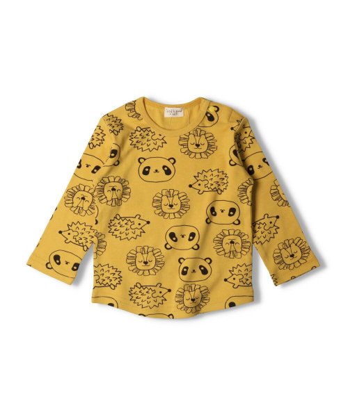 Kids Zoo(キッズズー)/【子供服】 kid´s zoo (キッズズー) 動物総柄長袖Ｔシャツ 80cm，90cm W56801/イエロー