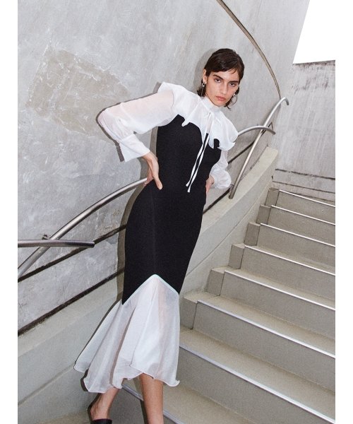 ラッフルカラーマーメイドニットコンビワンピース フレイ アイディー Fray I D Magaseek