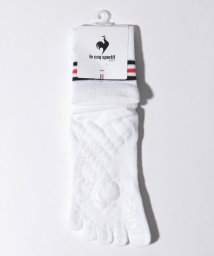 le coq sportif GOLF (ルコックスポルティフ（ゴルフ）)/5本指レギュラー丈ソックス（足底滑り止め付き）(抗菌防臭/足底サポート/滑り止めプリント（足底）/5本指)/ホワイト