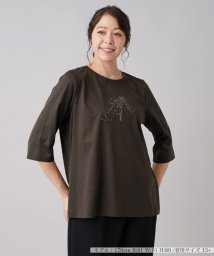 Leilian PLUS HOUSE/クルーネック7分袖Tシャツ/504843620