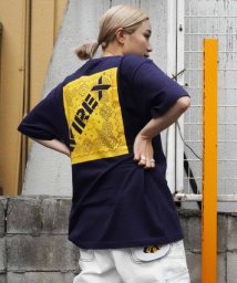 AVIREX(AVIREX)/バンダナプリント ボックスロゴ Tシャツ/BANDANA PRINT T－SHIRT/ネイビー